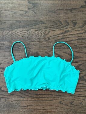 No Boundaries Aqua Bikini Top with Ruffles